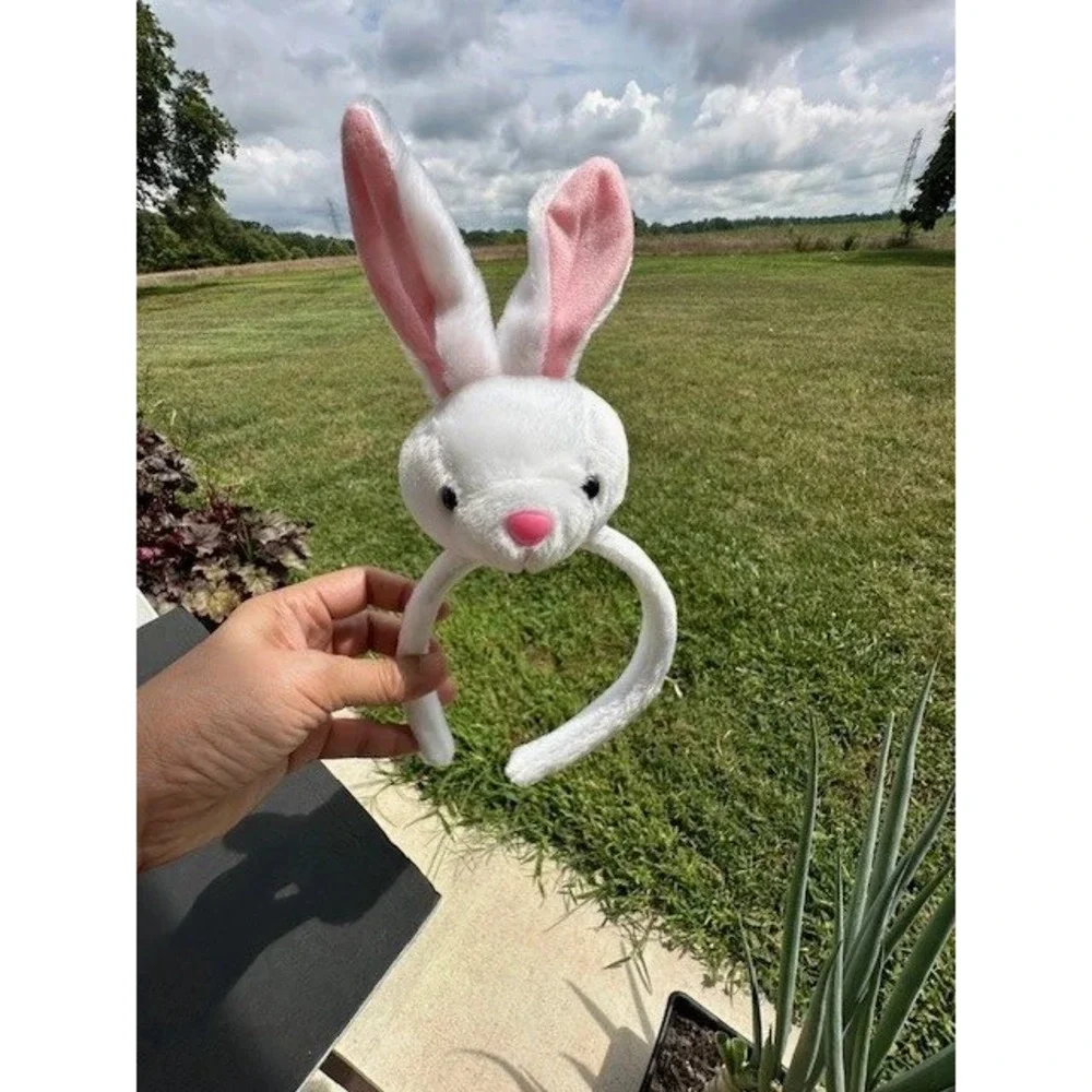 Plush Bunny‎ Rabbit Headband White Pink Easter Costume Accessory Kids Dress Up